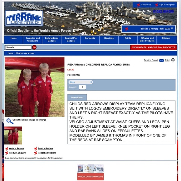 Royal Air Force Red Arrows Kids Flying Suit Pilot Costume: Size 1/2 years - Picture 6 of 6